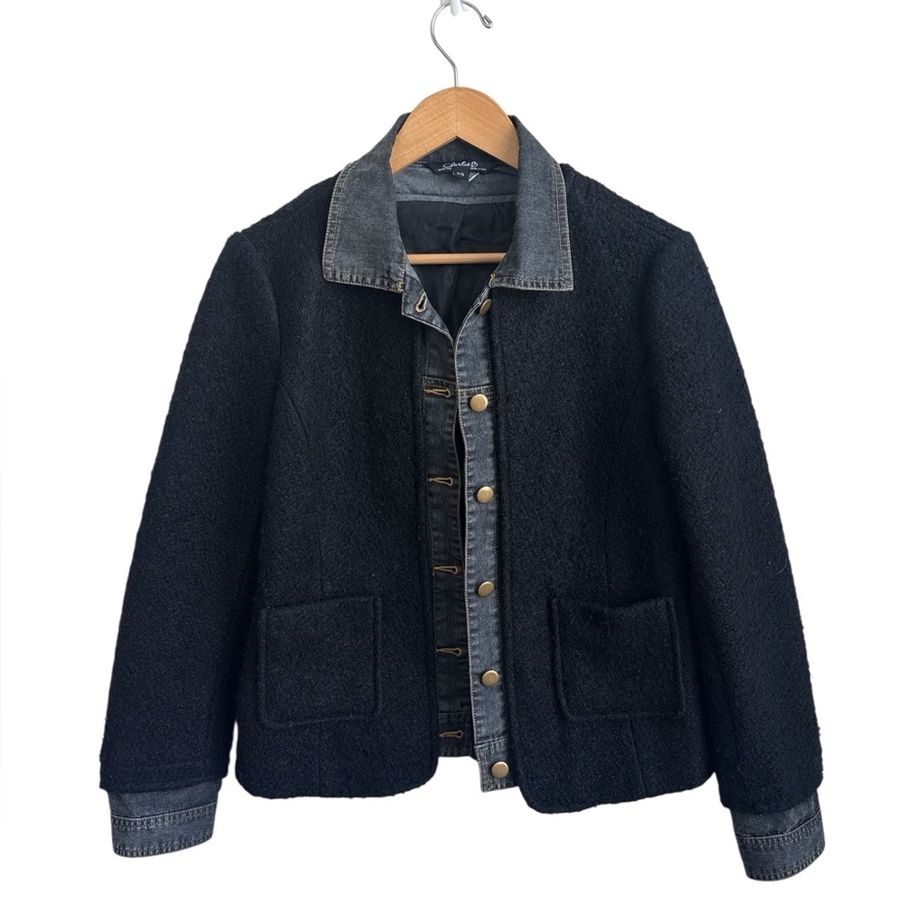 Charlie B Wool Blend Jacket w/ Denim Trim Black Women’s P/S